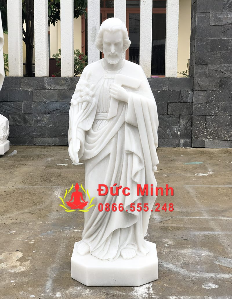 Tượng Thánh Giuse Thợ Mộc Nguyên Khối Đá Cẩm Thạch Cao Cấp Tại Hà Nội