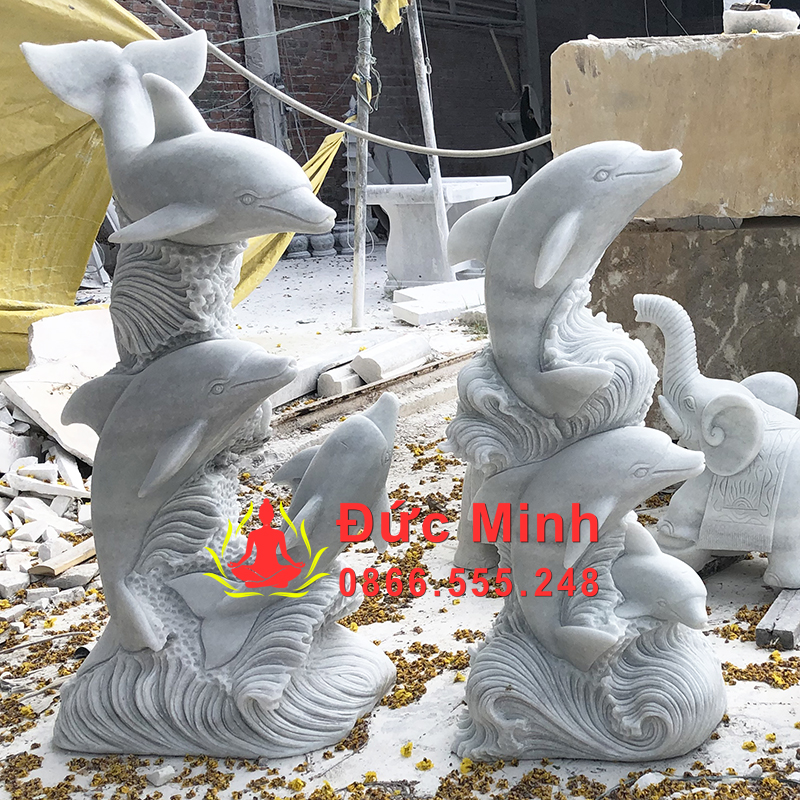 Tượng Cá Heo Đá Phong Thủy Cẩm Thạch Đẹp