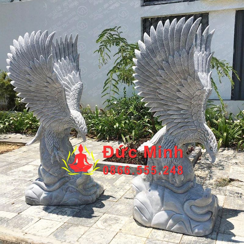 Tượng Đại Bàng Đá Phong Thủy Bằng Đá Cẩm Thạch Xám Đẹp
