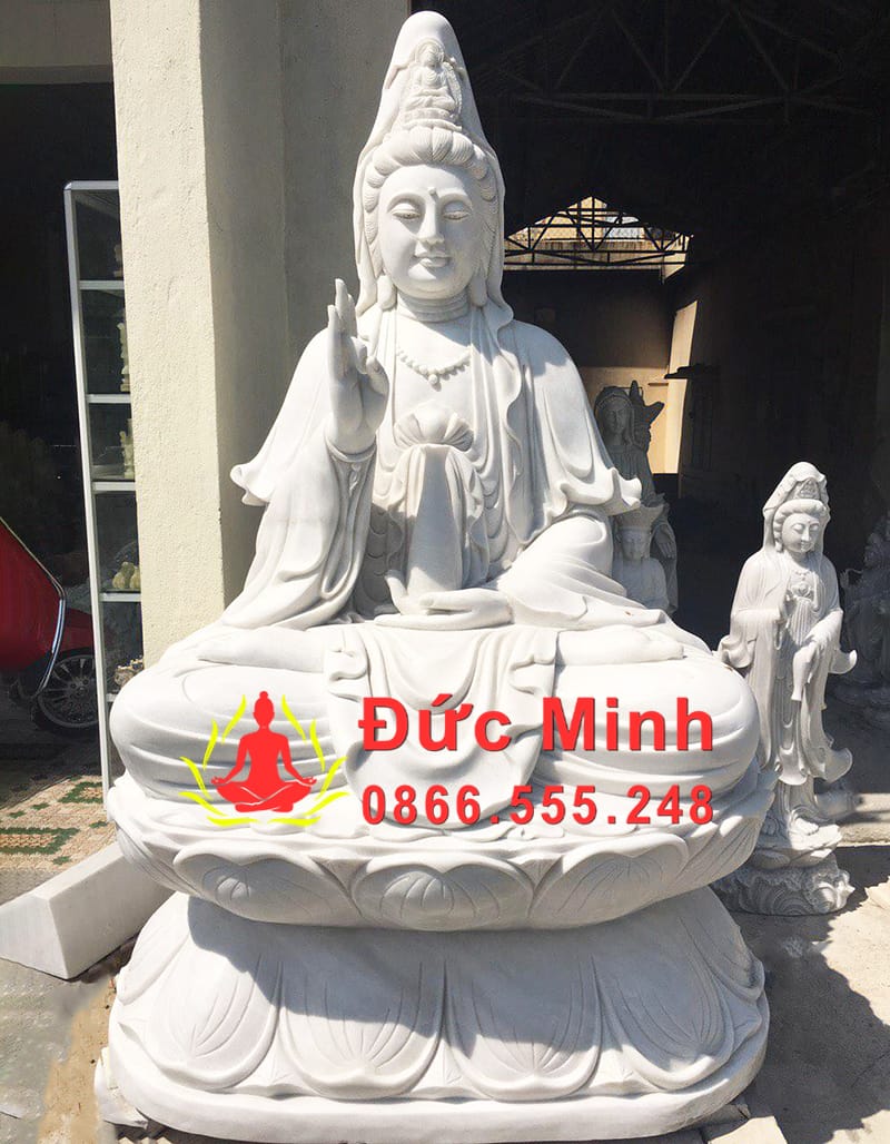 Tượng Mẹ Quan Âm Tọa Thiền Đá Non Nước Trắng Đẹp