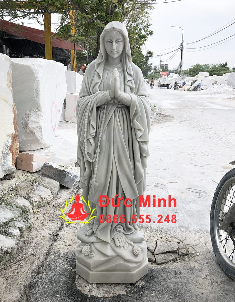 Tượng Đức Mẹ Lộ Đức Bằng Đá Trắng Cẩm Thạch Đẹp Tại Khánh Hòa