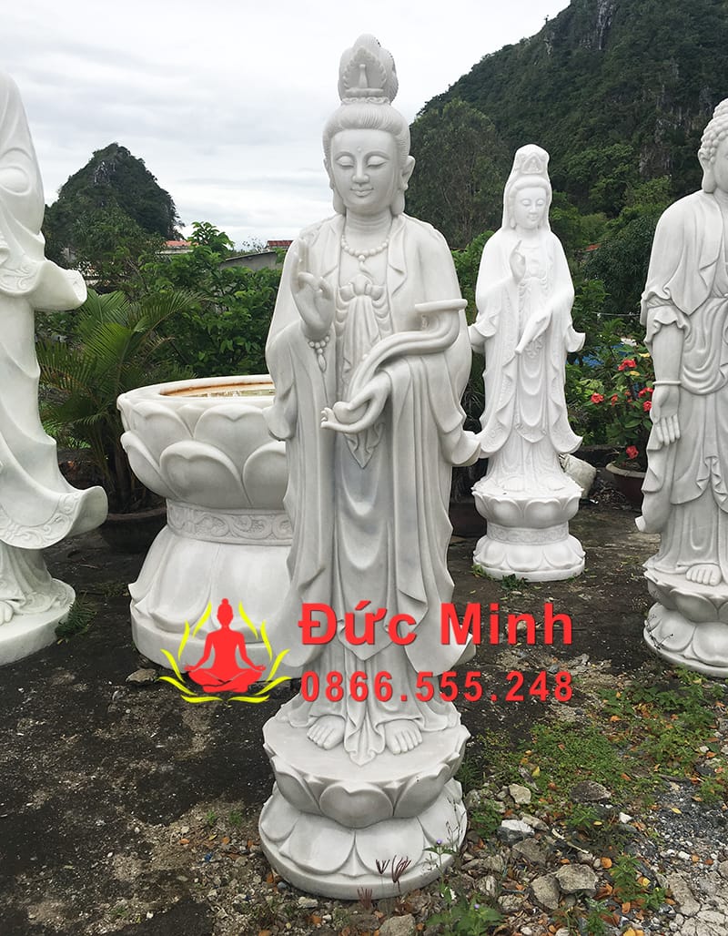 Tượng Mẹ Quan Âm Đá Non Nước Nguyên Khối Đẹp