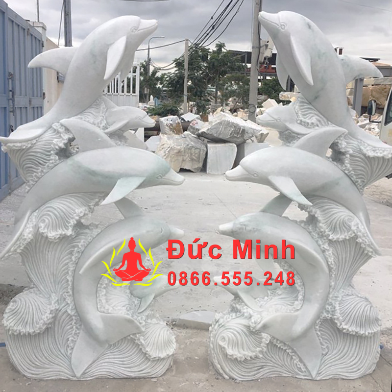 Tượng Cá Heo Đá Trắng Nguyên Khối Đẹp Tại Hà Nội