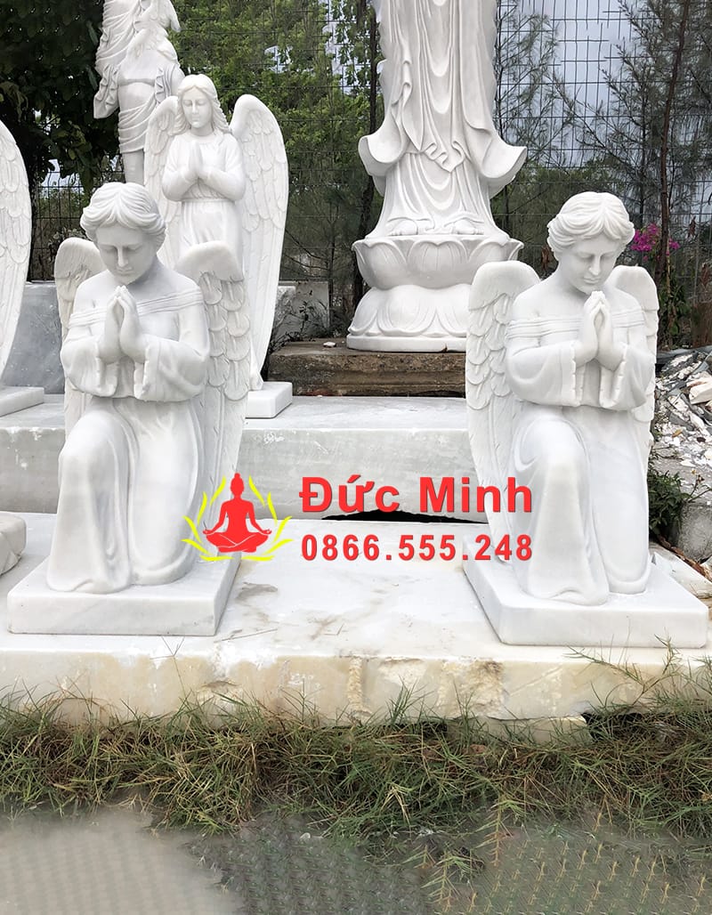 Tượng Thiên Thần Quỳ Gối Chắp Tay Bằng Đá Tự Nhiên Đẹp