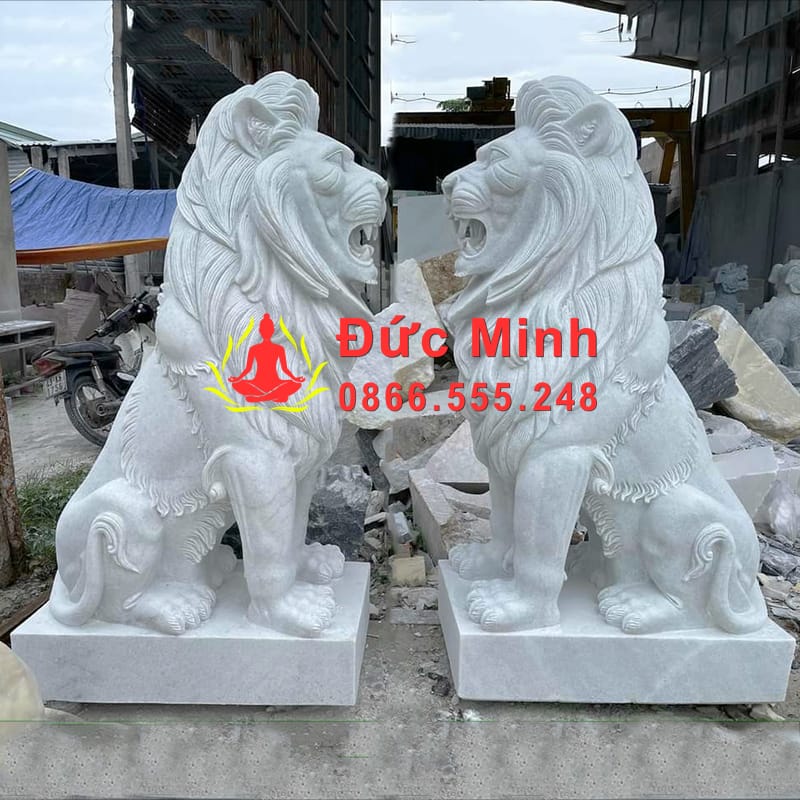 Tượng Sư Tử Ngồi Phong Thủy Để Cổng Đẹp