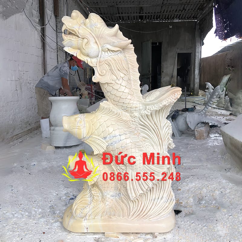 Tượng Cá Chép Đá Hóa Rồng Nguyên Khối Đẹp Tại Khánh Hòa