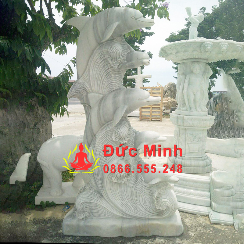 Tượng Cá Heo Đá Phong Thủy Cẩm Thạch Đẹp