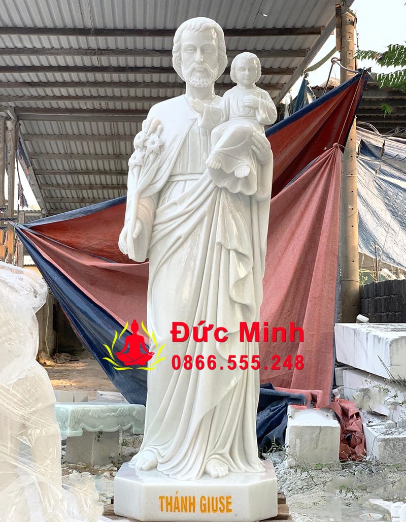 Tượng Thánh Giuse Bế Chúa Hài Đồng Đá Cẩm Thạch Tự Nhiên