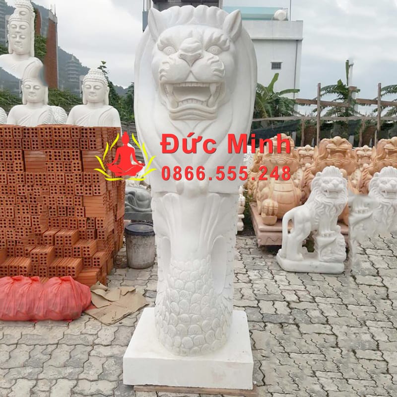 Tượng Sư Tử Biển Singapore Đá Trắng Đẹp