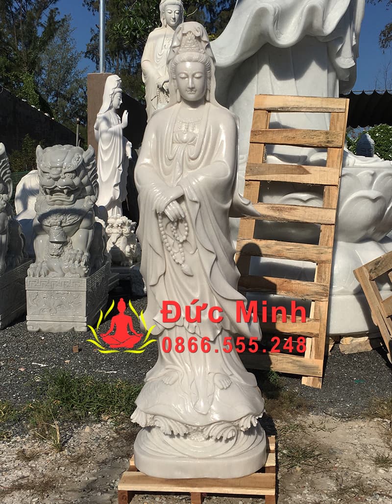 Tượng Quan Âm Đá Cẩm Thạch Non Nước Đẹp Cao 2m