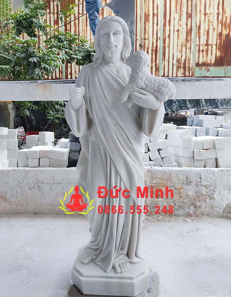 Tượng Chúa Giêsu Chăn Chiên Lành Đá Cẩm Thạch Nguyên Khối Tại Nam Định