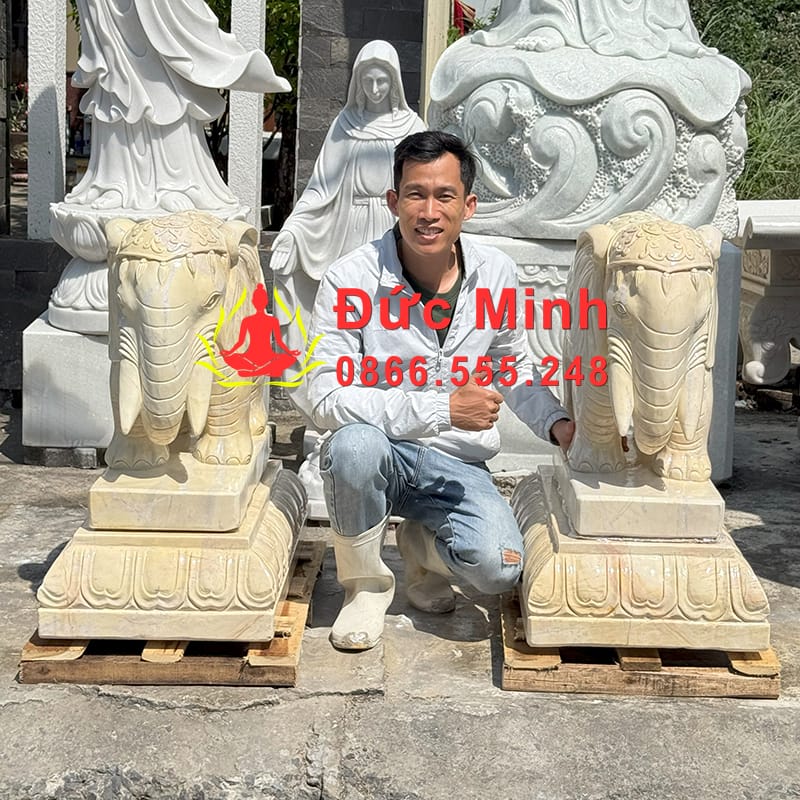 Tượng Voi Đá Vàng Phong Thủy Đẹp tại Ninh Bình