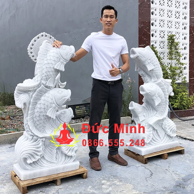 Tượng Cá Chép Đá Phun Nước Nguyên Khối Đẹp