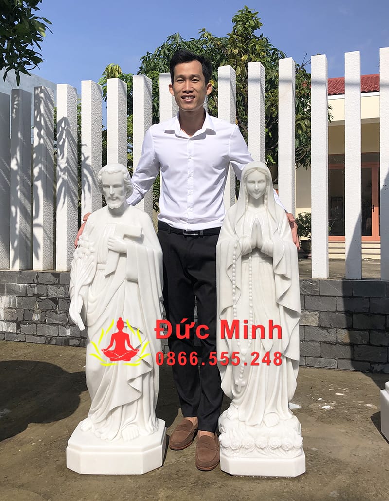 Tượng Thánh Giuse Bằng Đá Tự Nhiên Nguyên Khối Đẹp