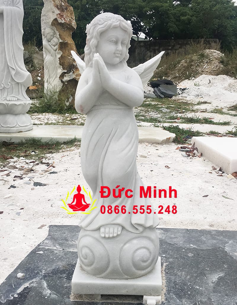 Tượng Thiên Thần Nhỏ Chắp Tay Đá Cẩm Thạch Đẹp