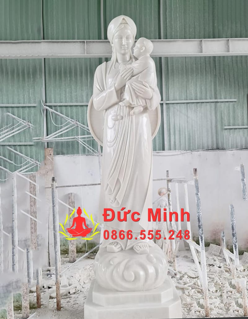 Tượng Đức Mẹ La Vang Bằng Đá Cẩm Thạch Trắng Đẹp