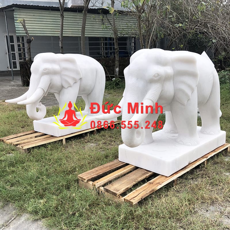 Tượng Voi Đá Trắng Phong Thủy Đẹp Tại Trà Vinh