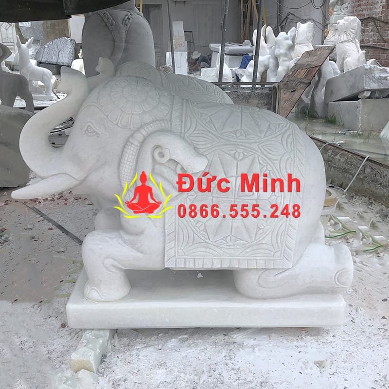 Tượng Voi Đá Trắng Phong Thủy Đẹp Tại Long An
