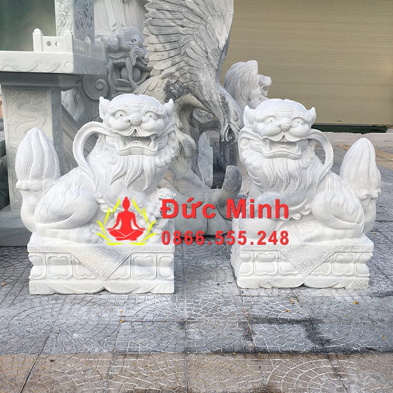 Tượng Kỳ Lân Đá Trắng Cao 1m