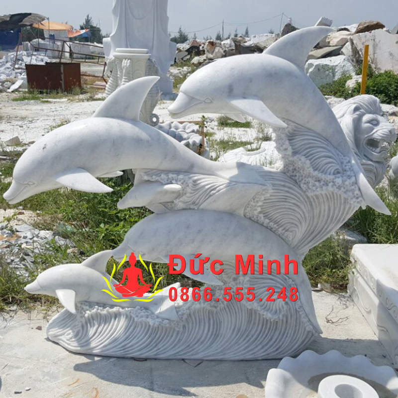 Tượng Cá Heo Đá Trắng Tự Nhiên Đẹp