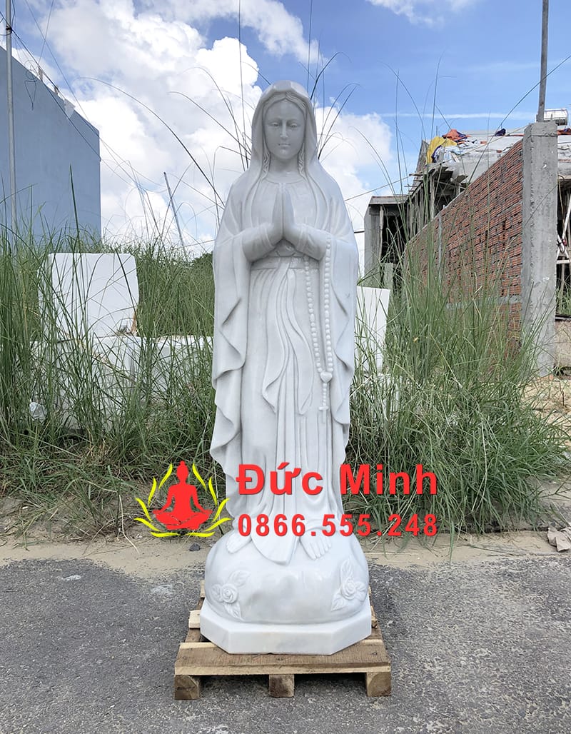 Tượng Đức Mẹ Lộ Đức Bằng Đá Non Nước Trắng Đẹp