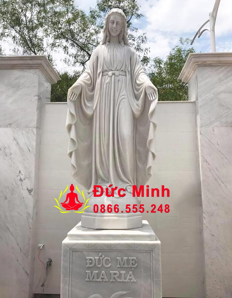 Tượng Đức Mẹ Maria Bằng Đá Cẩm Thạch Trắng Đẹp