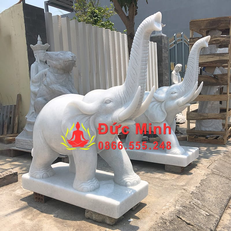 Tượng Voi Đá Trắng Phong Thủy Đẹp Tại Hà Nội