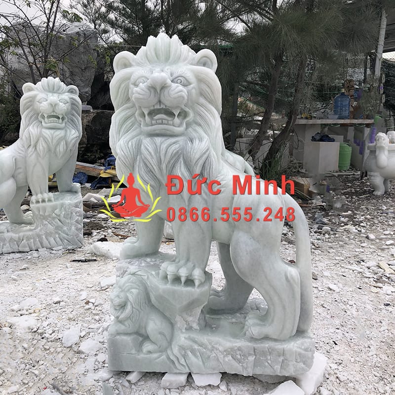 Tượng Sư Tử Đá Tự Nhiên Đặt Cổng Công Ty Tại Bình Dương