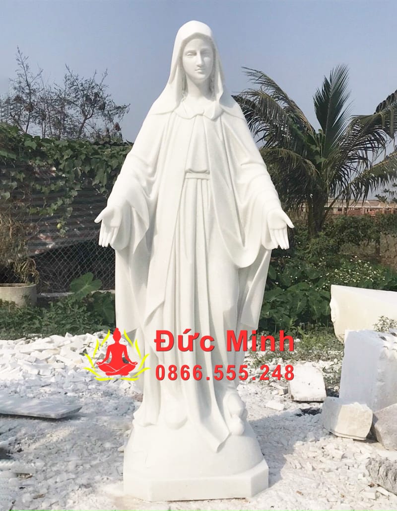 Tượng Đức Mẹ Vô Nhiễm Bằng Đá Trắng Đẹp