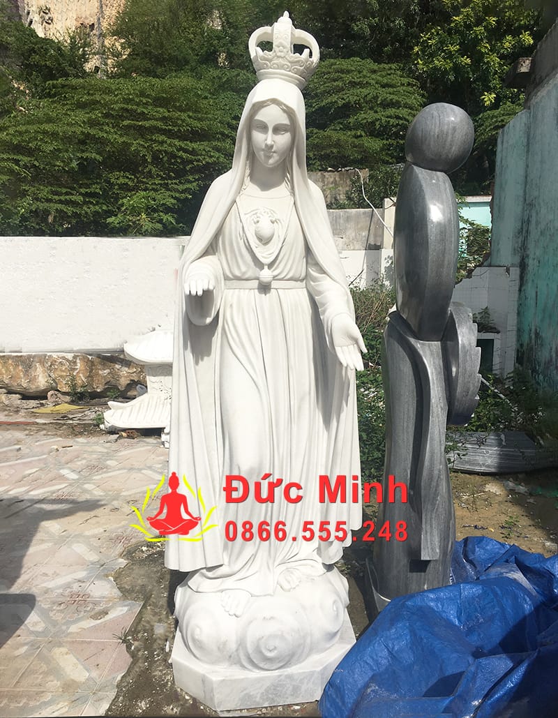 Tượng Đức Mẹ Fatima Hiện Ra Bằng Đá Cẩm Thạch Trắng Đẹp