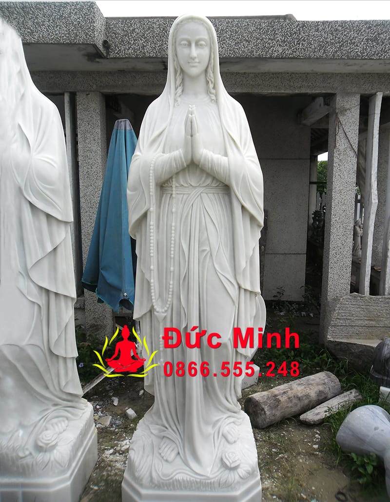 Tượng Đức Mẹ Lộ Đức Bằng Đá Cẩm Thạch Nguyên Khối Đẹp