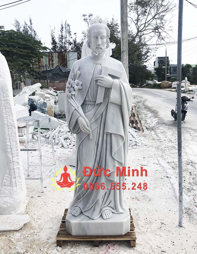 Tượng Thánh Giuse bằng đá Trắng Đẹp Tại Đà Nẵng