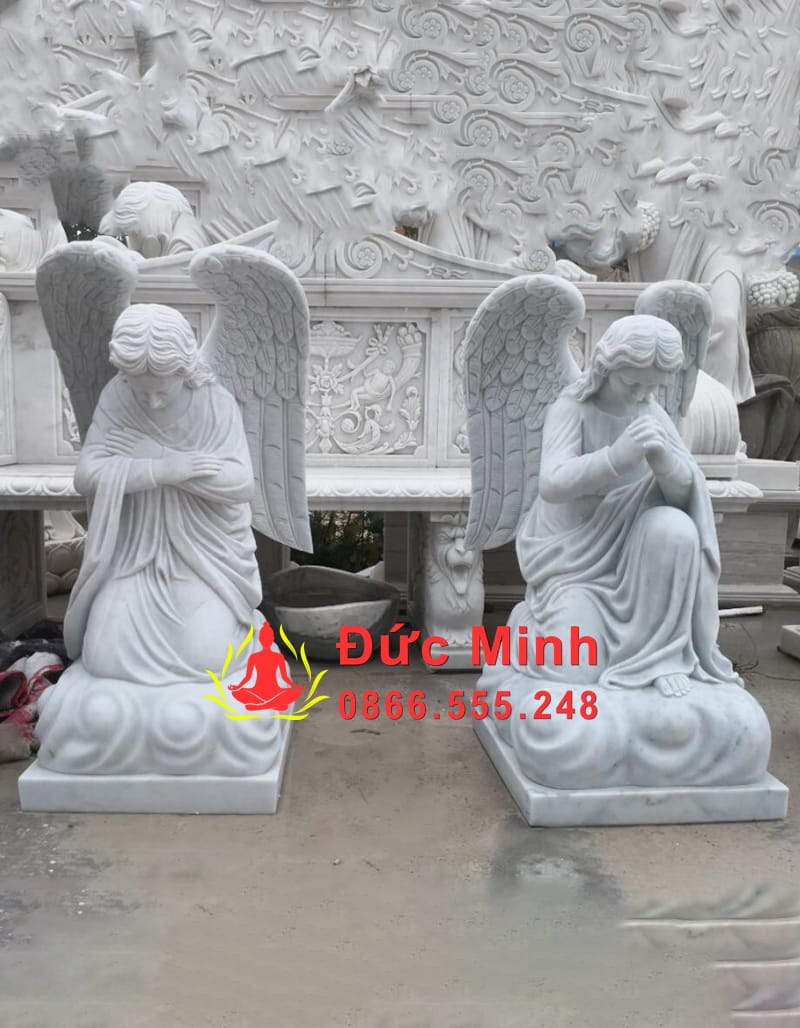 Tượng Thiên Thần Quỳ Gối Đá Cẩm Thạch Đẹp