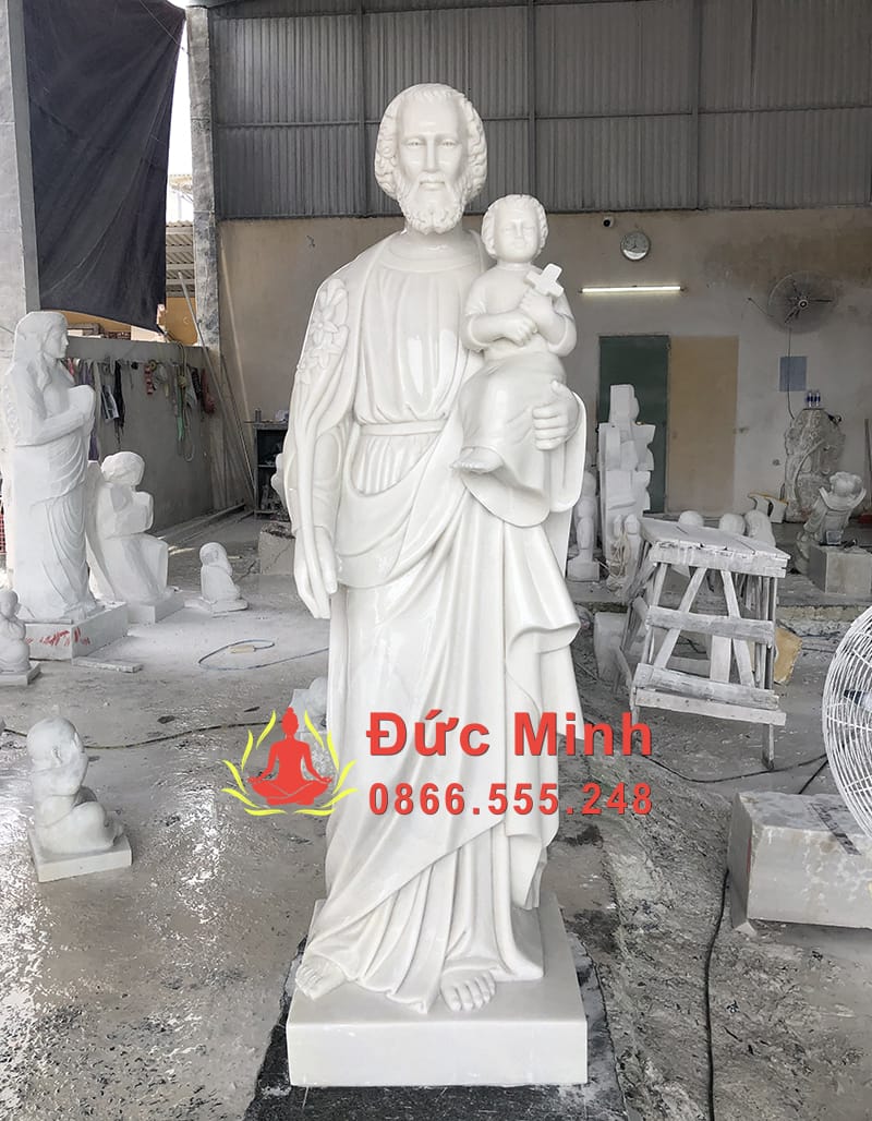 Tượng Thánh Giuse Bồng Chúa Giesu Bằng Đá Cẩm Thạch Đẹp Tại Nam Định