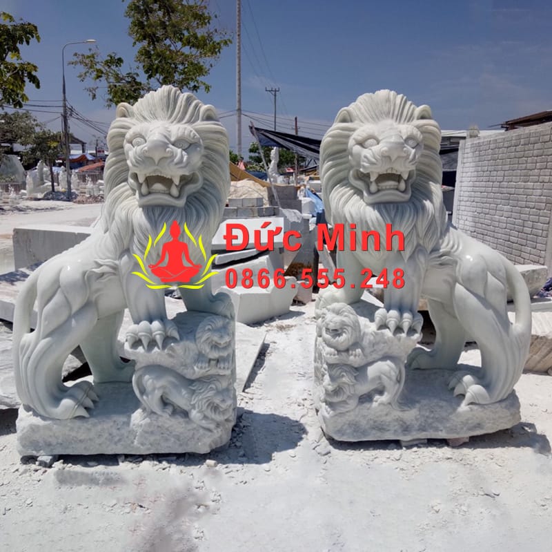 Mẫu Sư Tử Đá Trắng Tại Ninh Bình Bảo Vệ Gia Tộc