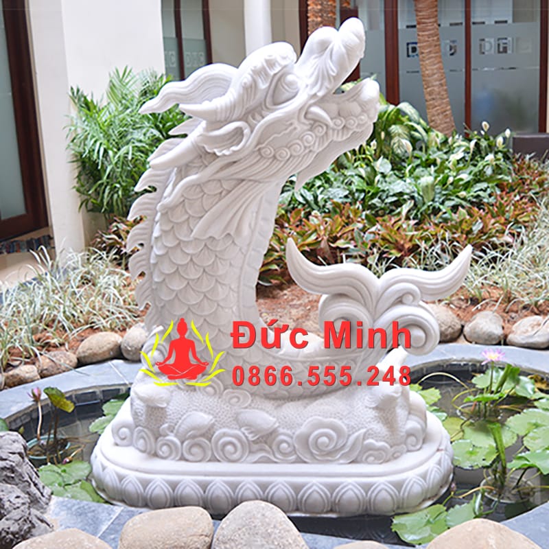 Tượng Cá Chép Đá Hóa Rồng Trang Trí Hồ Cá
