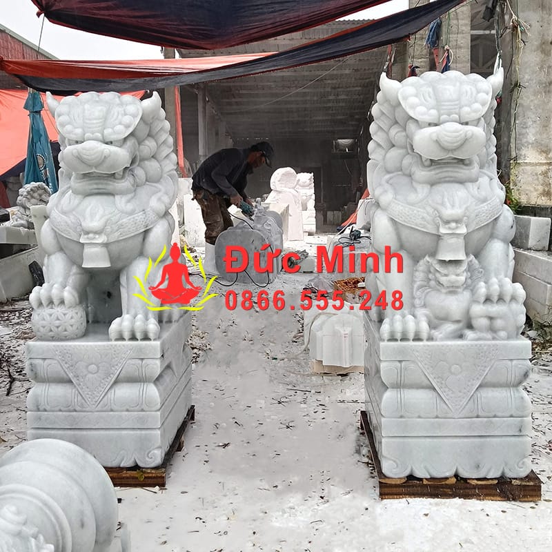 Tượng Kỳ Lân Đá Cẩm Thạch Nguyên Khôi Để Cổng Đẹp