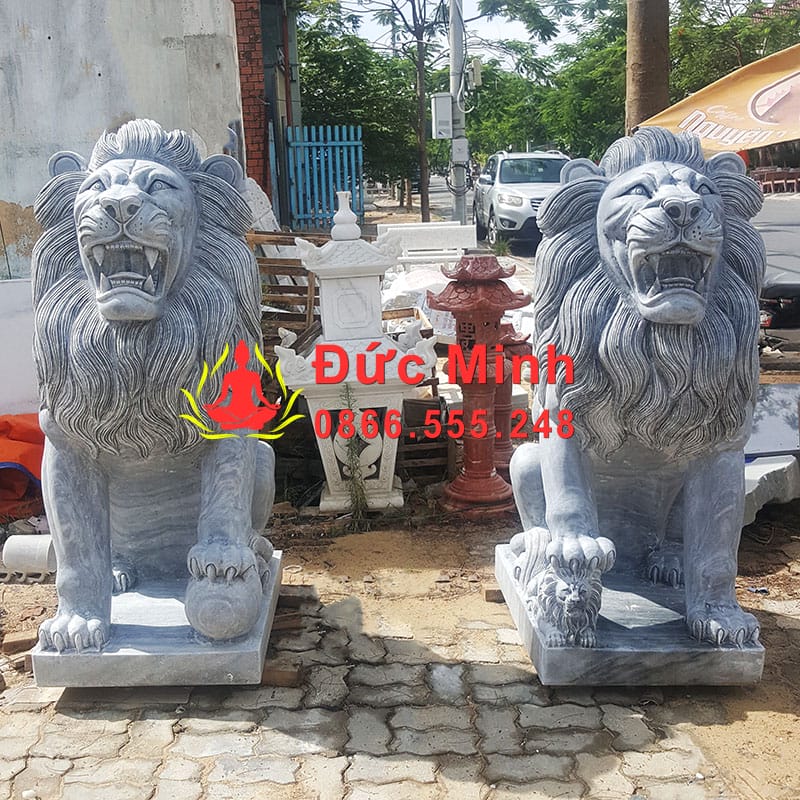 Tượng Sư Tử Ngồi Đá Cẩm Thạch Đẹp