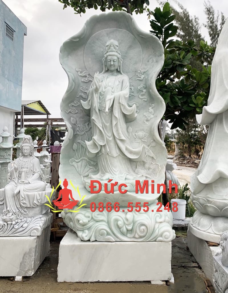 Tượng Mẹ Quan Âm Đá Cẩm Thạch Trắng Đẹp