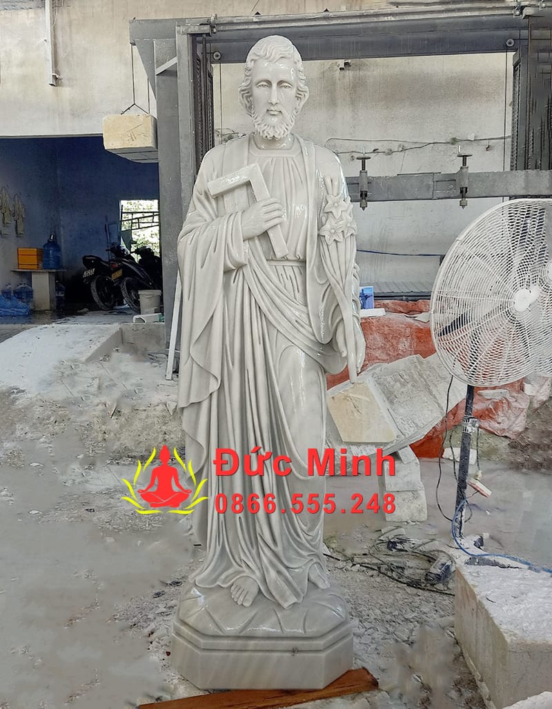 Tượng Thánh Giuse Thợ Đá Non Nước Trắng Đẹp