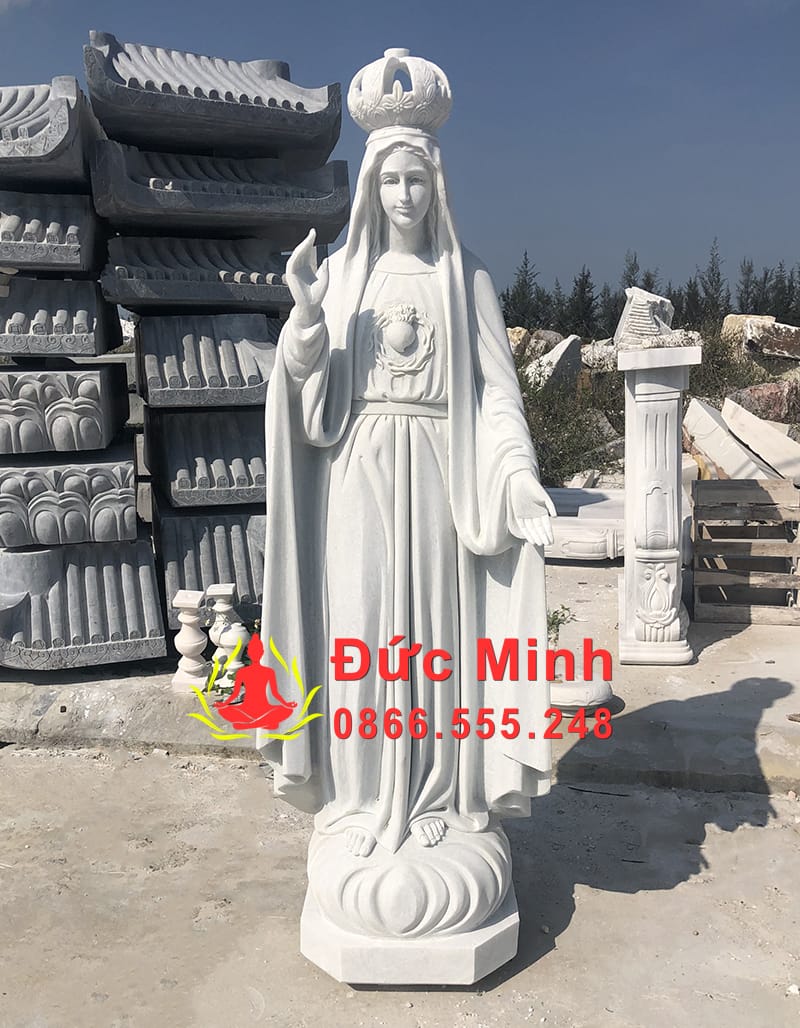 Tượng Đức Mẹ Fatima Chế Tác Từ Đá Cẩm Thạch Đẹp