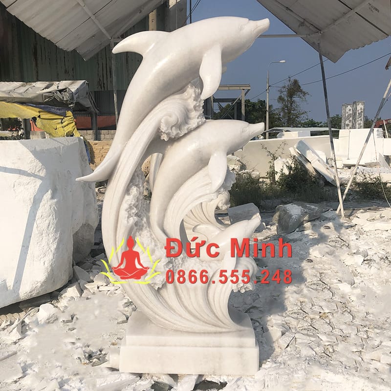 Tượng Cá Heo Đá Trang Trí Hồ Bơi Đá Tự Nhiên Đẹp