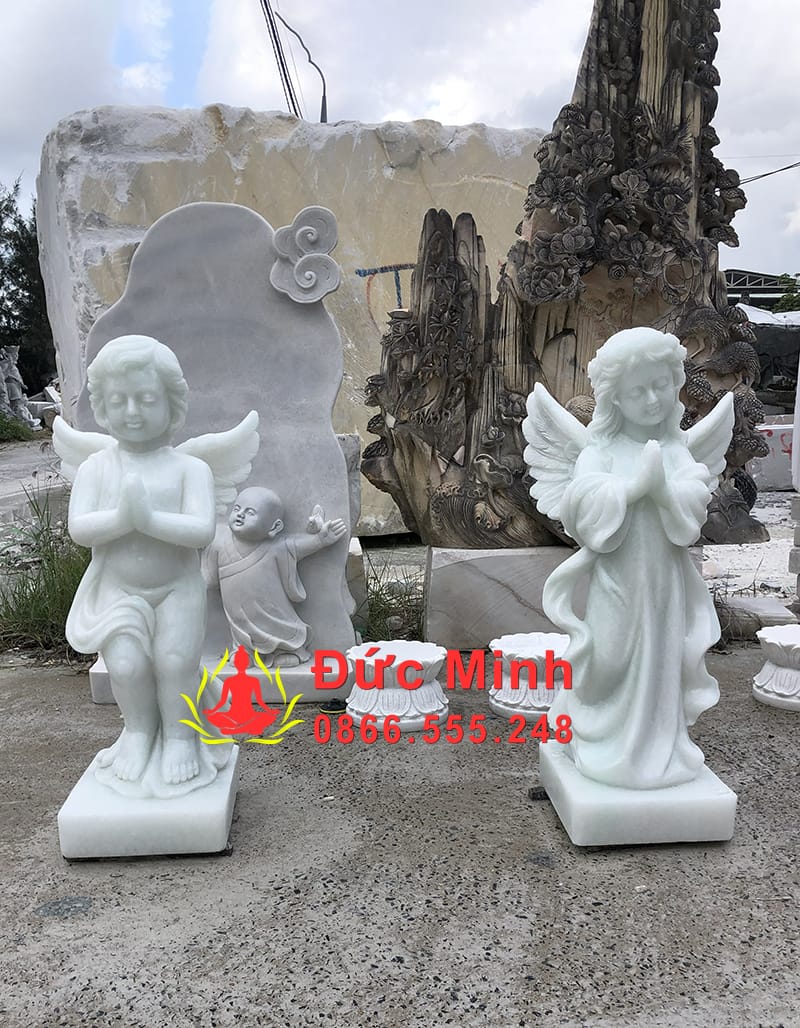 Tượng Thiên Thần Chắp Tay Cầu Nguyện Đá Cẩm Thạch Đẹp