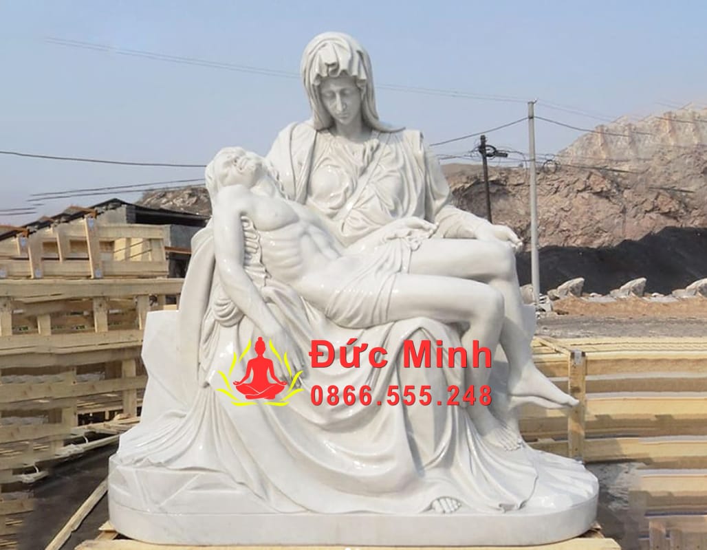 Tượng Đức Mẹ Sầu Bi Đá Trắng Nguyên Khối Đẹp Tại Nam Định