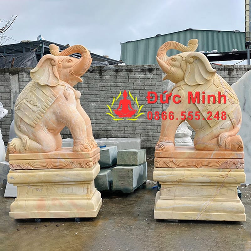 Tượng Voi Đá Vàng Phong Thủy Đẹp Tại Tây Nguyên