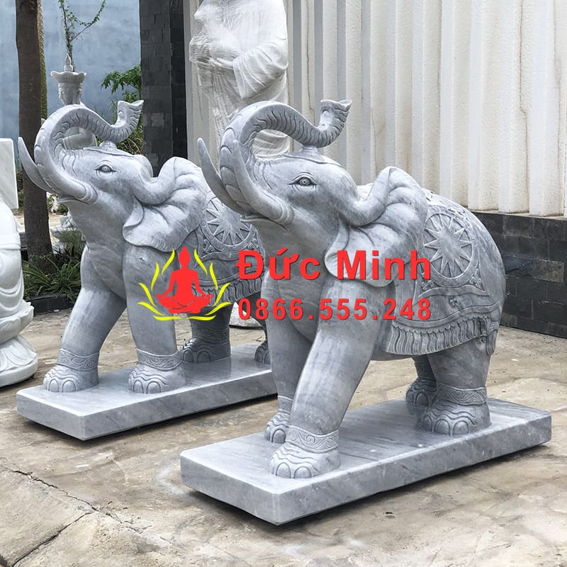 Tượng Voi Chiến Đá Cẩm Thạch Nguyên Khối Đẹp Tại Đà Nẵng