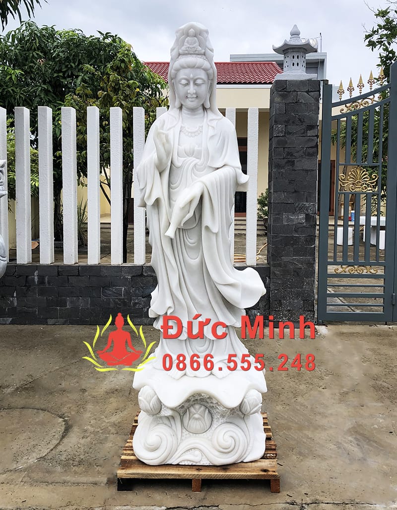 Tượng Mẹ Quan Âm Đá Tự Nhiên Nguyên Khối Cao 2m