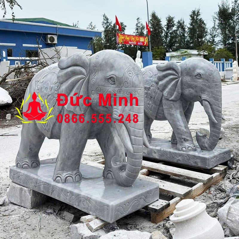 Tượng Voi Đá Phong Thủy Cao 1m5