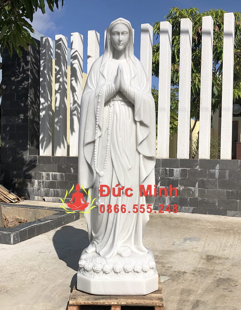Tượng Đức Mẹ Mân Côi Đá Cẩm Thạch Nguyên Khối Đẹp