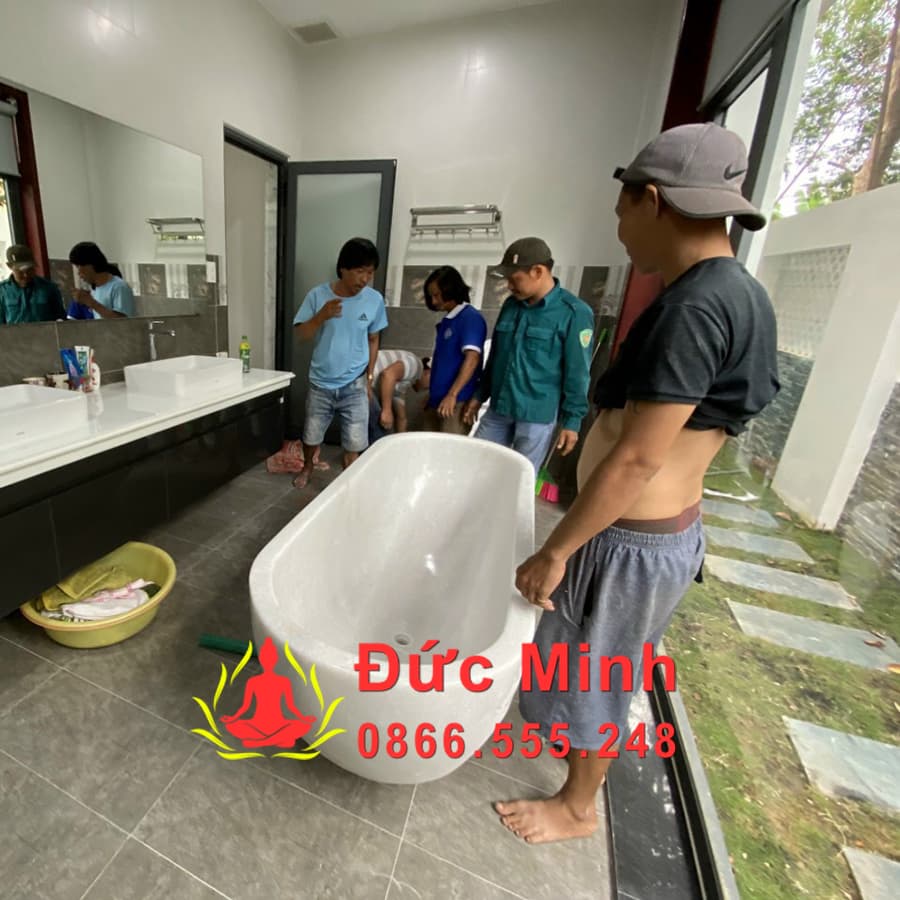 Lắp Đặt Bồn Tắm Đá Tự Nhiên Nguyên Khối 100%